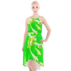 Koi Carp Scape High-low Halter Chiffon Dress  by essentialimage