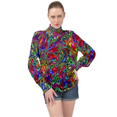 M 9 High Neck Long Sleeve Chiffon Top