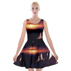 Space Star Galaxies Universe Velvet Skater Dress