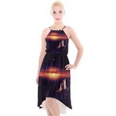 Space Star Galaxies Universe High-low Halter Chiffon Dress  by Simbadda