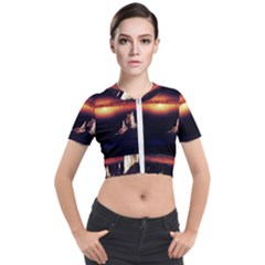 Space Star Galaxies Universe Short Sleeve Cropped Jacket by Simbadda