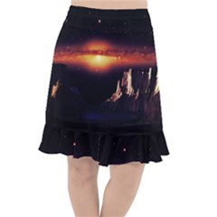 Space Star Galaxies Universe Fishtail Chiffon Skirt