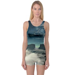 Lunar Landscape Space Mountains One Piece Boyleg Swimsuit by Simbadda