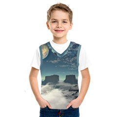 Lunar Landscape Space Mountains Kids  Sportswear by Simbadda