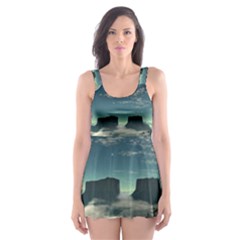 Lunar Landscape Space Mountains Skater Dress Swimsuit by Simbadda