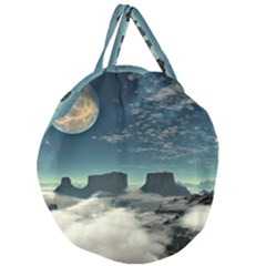 Lunar Landscape Space Mountains Giant Round Zipper Tote by Simbadda