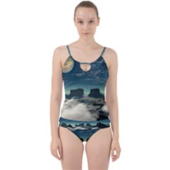 Lunar Landscape Space Mountains Cut Out Top Tankini Set by Simbadda