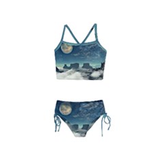 Lunar Landscape Space Mountains Girls  Tankini Swimsuit by Simbadda