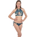 Lunar Landscape Space Mountains Cross Front Halter Bikini Set View1