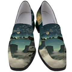 Lunar Landscape Space Mountains Women s Chunky Heel Loafers by Simbadda