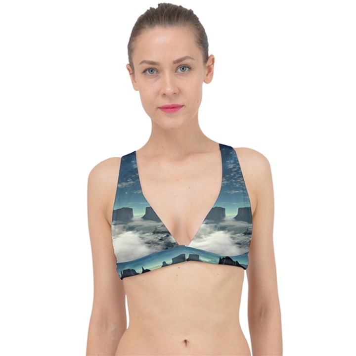 Lunar Landscape Space Mountains Classic Banded Bikini Top