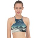 Lunar Landscape Space Mountains Racer Front Bikini Top View1