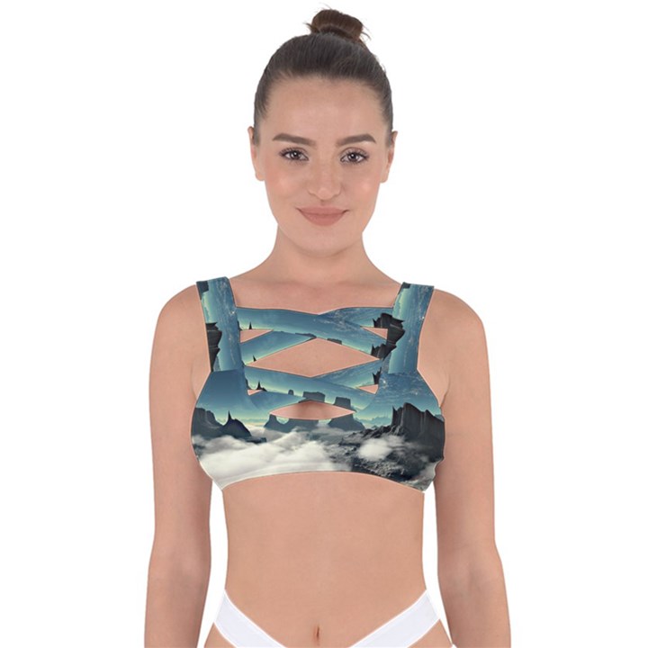 Lunar Landscape Space Mountains Bandaged Up Bikini Top