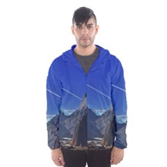 Saturn Landscape Mountains Men s Hooded Windbreaker by Simbadda