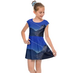 Saturn Landscape Mountains Kids  Cap Sleeve Dress by Simbadda