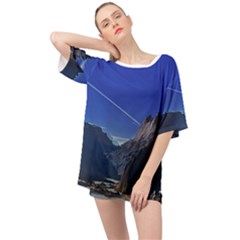 Saturn Landscape Mountains Oversized Chiffon Top