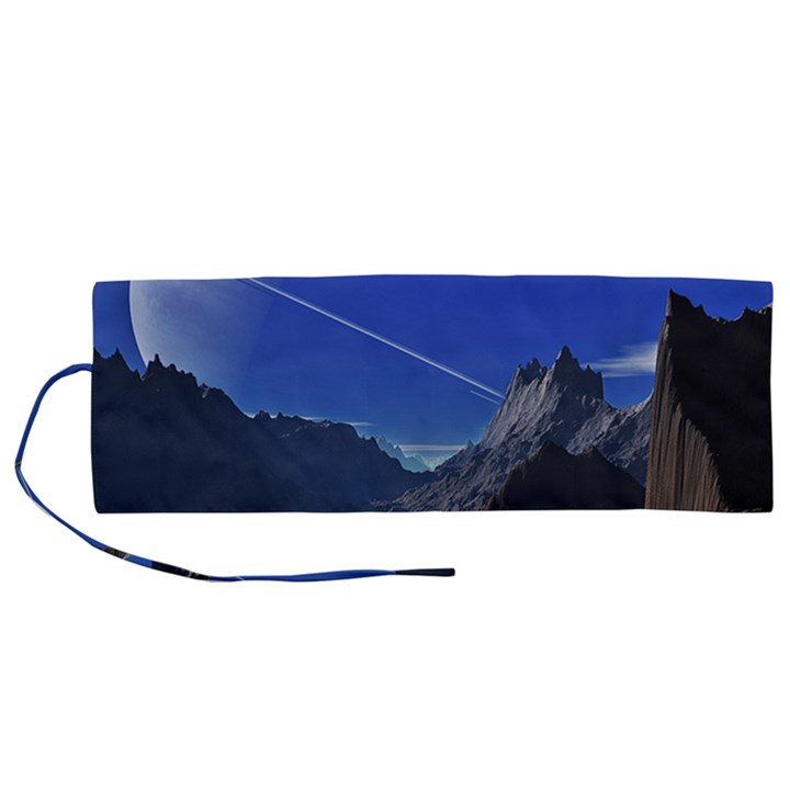 Saturn Landscape Mountains Roll Up Canvas Pencil Holder (M)