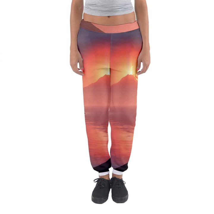 Volcano Lava Landscape Glow Lake Women s Jogger Sweatpants