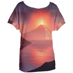 Volcano Lava Landscape Glow Lake Women s Oversized Tee by Simbadda