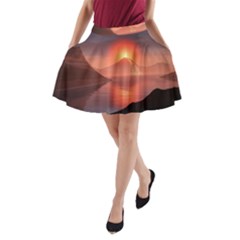 Volcano Lava Landscape Glow Lake A-line Pocket Skirt by Simbadda