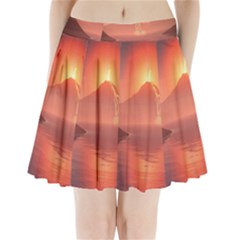 Volcano Lava Landscape Glow Lake Pleated Mini Skirt by Simbadda