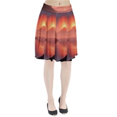 Volcano Lava Landscape Glow Lake Pleated Skirt by Simbadda