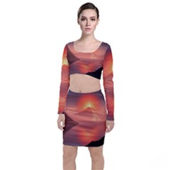 Volcano Lava Landscape Glow Lake Top And Skirt Sets by Simbadda