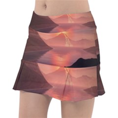 Volcano Lava Landscape Glow Lake Tennis Skirt by Simbadda