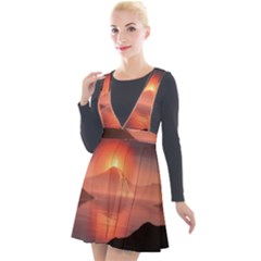 Volcano Lava Landscape Glow Lake Plunge Pinafore Velour Dress by Simbadda