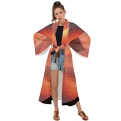 Volcano Lava Landscape Glow Lake Maxi Kimono by Simbadda