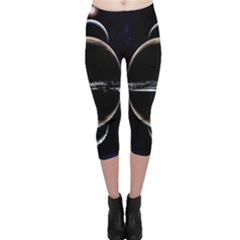 Planet Sky Lake Landscape Sun Capri Leggings  by Simbadda