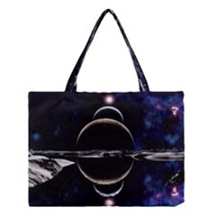 Planet Sky Lake Landscape Sun Medium Tote Bag by Simbadda