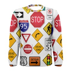 Street Signs Stop Highway Sign Men s Long Sleeve Tee by Simbadda