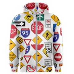 Street Signs Stop Highway Sign Men s Zipper Hoodie by Simbadda