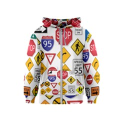 Street Signs Stop Highway Sign Kids  Zipper Hoodie by Simbadda