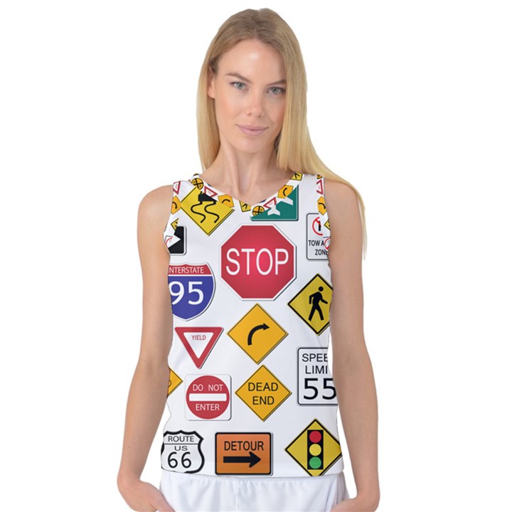 Street Signs Stop Highway Sign Women s Basketball Tank Top