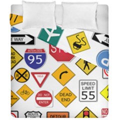 Street Signs Stop Highway Sign Duvet Cover Double Side (california King Size) by Simbadda