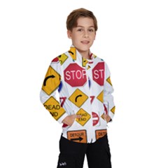 Street Signs Stop Highway Sign Kids  Windbreaker by Simbadda