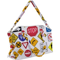 Street Signs Stop Highway Sign Canvas Crossbody Bag by Simbadda