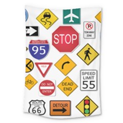 Street Signs Stop Highway Sign Large Tapestry by Simbadda