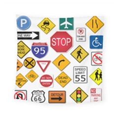 Street Signs Stop Highway Sign Square Tapestry (small) by Simbadda