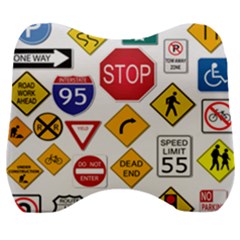 Street Signs Stop Highway Sign Velour Head Support Cushion by Simbadda