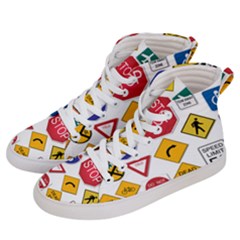 Street Signs Stop Highway Sign Women s Hi-top Skate Sneakers by Simbadda