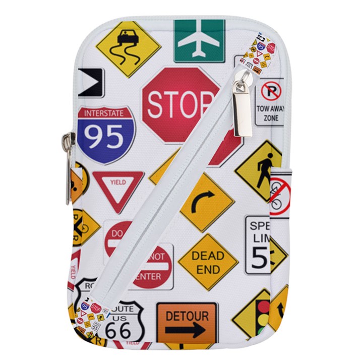 Street Signs Stop Highway Sign Belt Pouch Bag (Large)