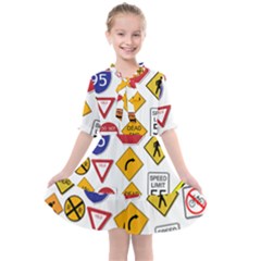 Street Signs Stop Highway Sign Kids  All Frills Chiffon Dress