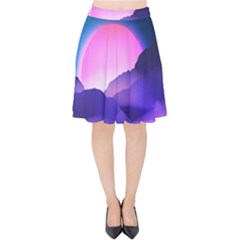 Mountain Sunrise Mountains Sunrise Velvet High Waist Skirt by Simbadda