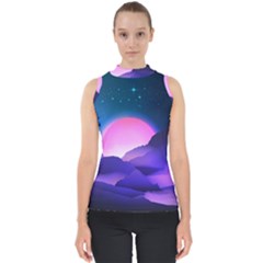 Mountain Sunrise Mountains Sunrise Mock Neck Shell Top by Simbadda