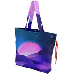 Mountain Sunrise Mountains Sunrise Drawstring Tote Bag by Simbadda