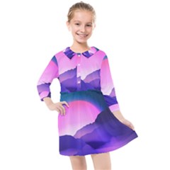 Mountain Sunrise Mountains Sunrise Kids  Quarter Sleeve Shirt Dress by Simbadda