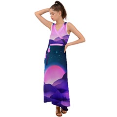 Mountain Sunrise Mountains Sunrise V-neck Chiffon Maxi Dress